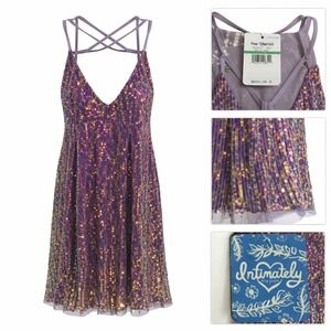 Intimately Free People Night Shimmer Sequin Mini Dress Marina Combo OB1078545 L